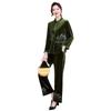 Set elegant din catifea aurie din două piese pentru primăvară și toamnă pentru femei, stil chinezesc nou pentru vârsta mijlocie și vârstnici