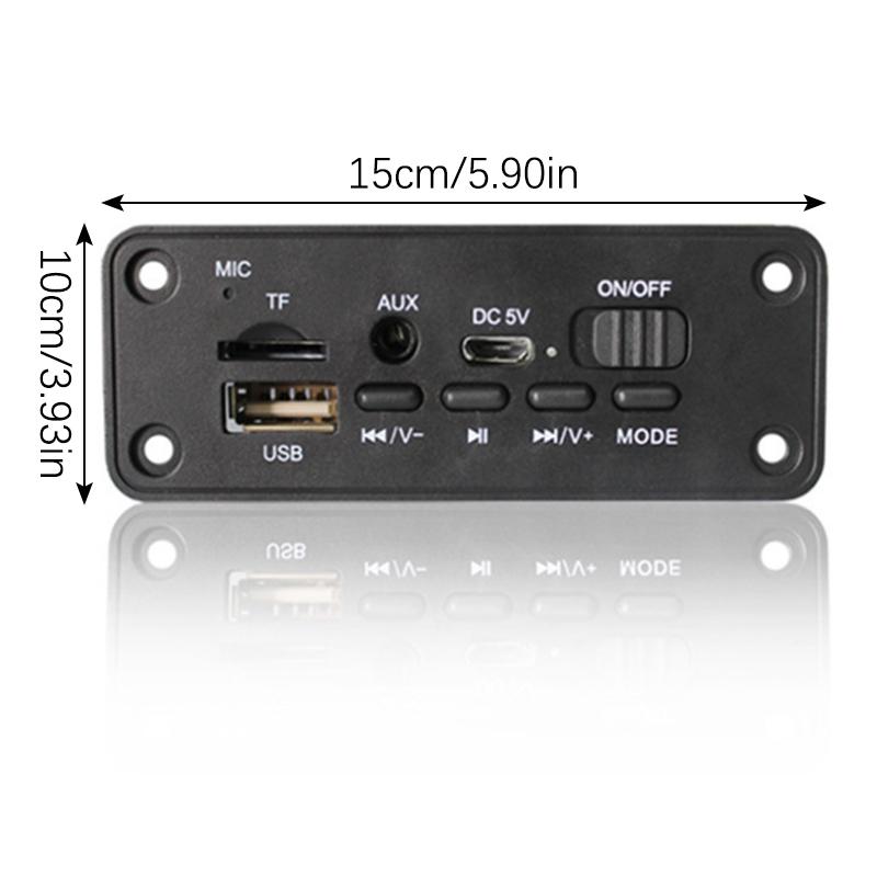 

Модуль платы декодера Bluetooth 5.0 MP3, 2 динамика по 3 Вт, автомобильный модуль FM-радио, поддержка функции громкой связи 5 В чёрный