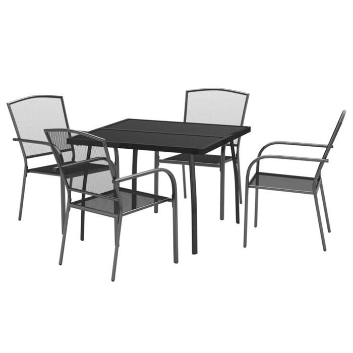 VidaXL Ensemble à manger de jardin 5 pcs anthracite acier, ensemble de salle à manger, ensemble de salle à manger 3187968