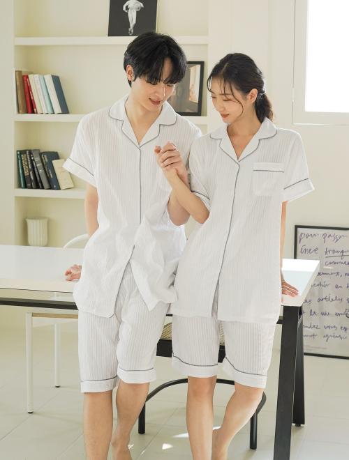 

[Paran] Milk Cotton Summer Couple s Top and Bottom Pajama Set [Shipped from Korea] 100% Authentic L