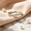 Simple Two Tone Ring, Copperand Rose Gold Zircon Ring, Fashionable Daily and Party Jewelry