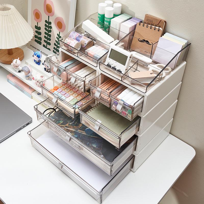 Transparent Desk Organizer Drawer for Cosmetics and Stationery