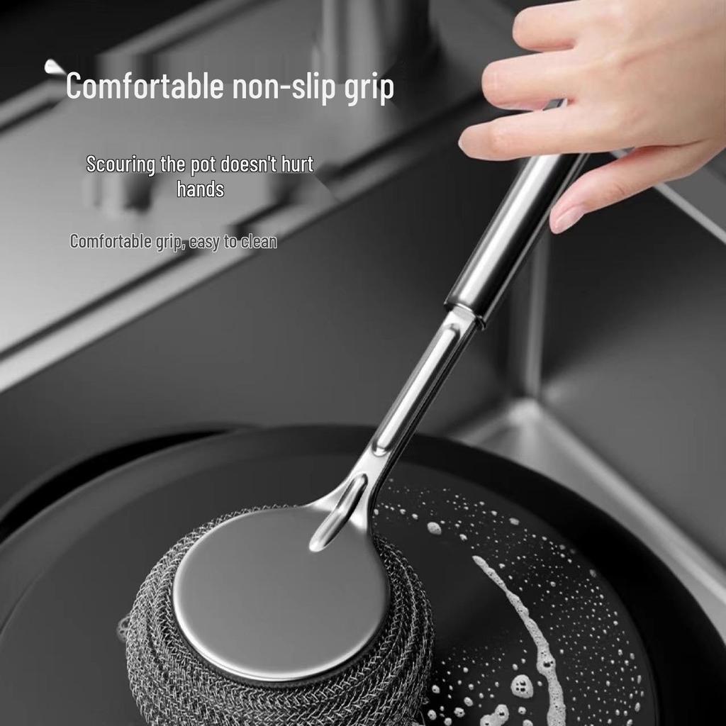 Stainless Steel Long Handle Pot Scrubbing Brush
