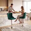 Bar Stools Set of 2, Modern Swivel & Adjustable Velvet Barstools with Button-Tufted Back, Footrest for Home Bar, Green