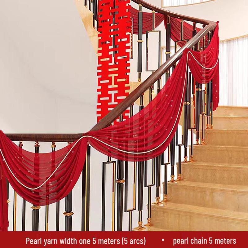 Wedding Stair Railing Flower Bow Decoration Set