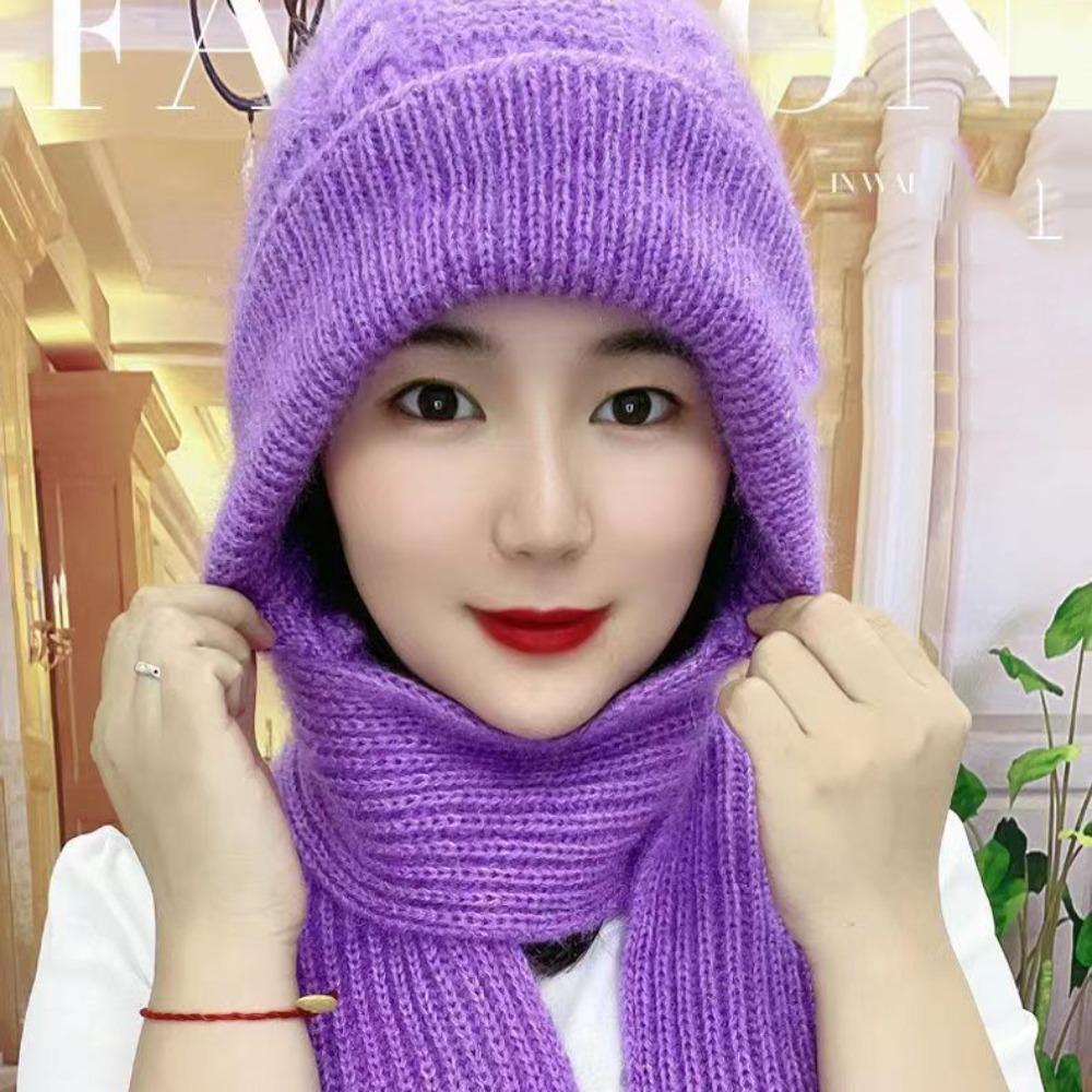 

Защита ушей для женщин с капюшоном, шарф, ветрозащитный велосипедный балаклав, шапка для женщин фиолетовый