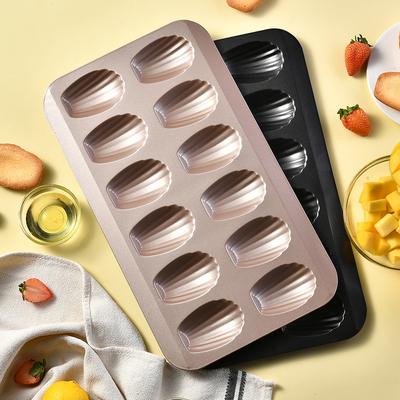 Paslanmaz Çelik 12 Yapışmaz Kaplamalı Fransız Kabuğu Üç Boyutlu Kek Kalıbı Küçük Kek Pişirme Tepsisi Şifon Dim Sum Kalıbı