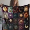 Cross Retro Sun and Moon Flannel Blanket - Soft All-Season Comfort