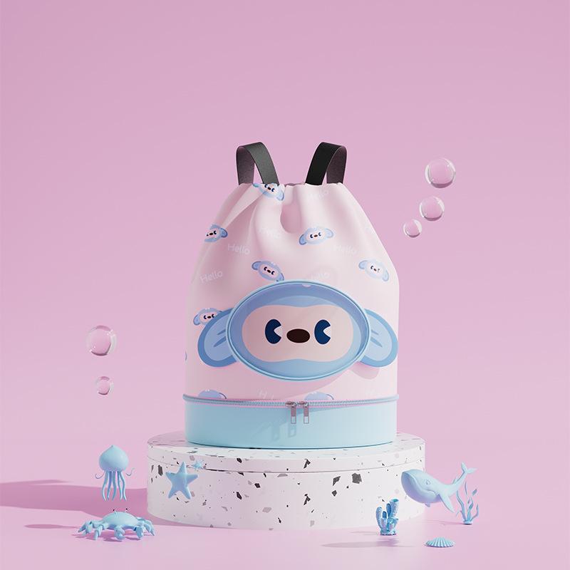 Children's Cartoon Swim Bag with Wet/Dry Shoe Compartment – Ideal for Travel, Beach & Backpack Use