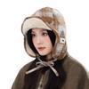 Autumn and Winter Retro Color Combination Plus Velvet Lei Feng Hat Japanese Windproof Warm Hat Women Outdoor Riding Casual Ear Protection Hat