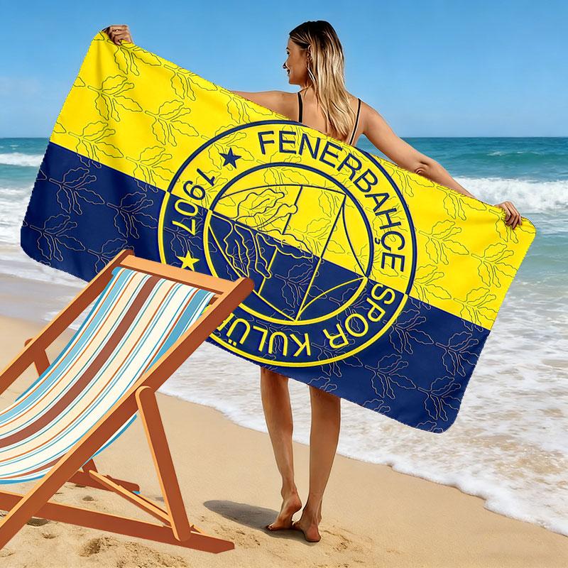 Fenerbahce SK Logo Print Beach Towel, Large Soft Quick Dry Towel for Beach Camping Swimming