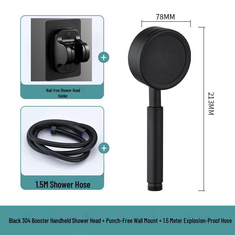 

304 Stainless Steel Pressurized Shower Head Set