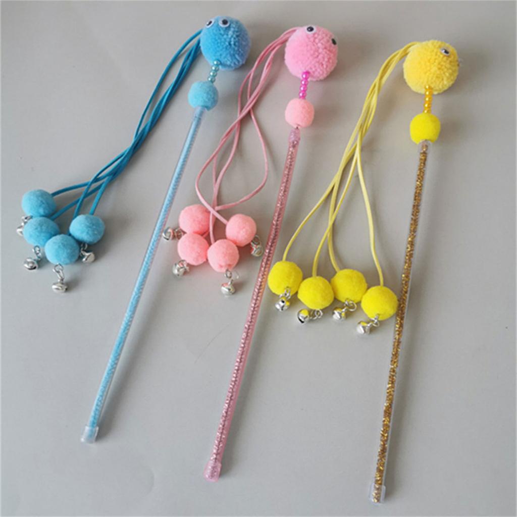 Cats Teaser Wand with Small Bells Long Interactive Stick Toy for Cats Tassel Chasing Funny Pet Cats Training Tools