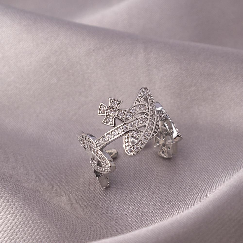 High-End Large Carat Zircon Retro Saturn Ring