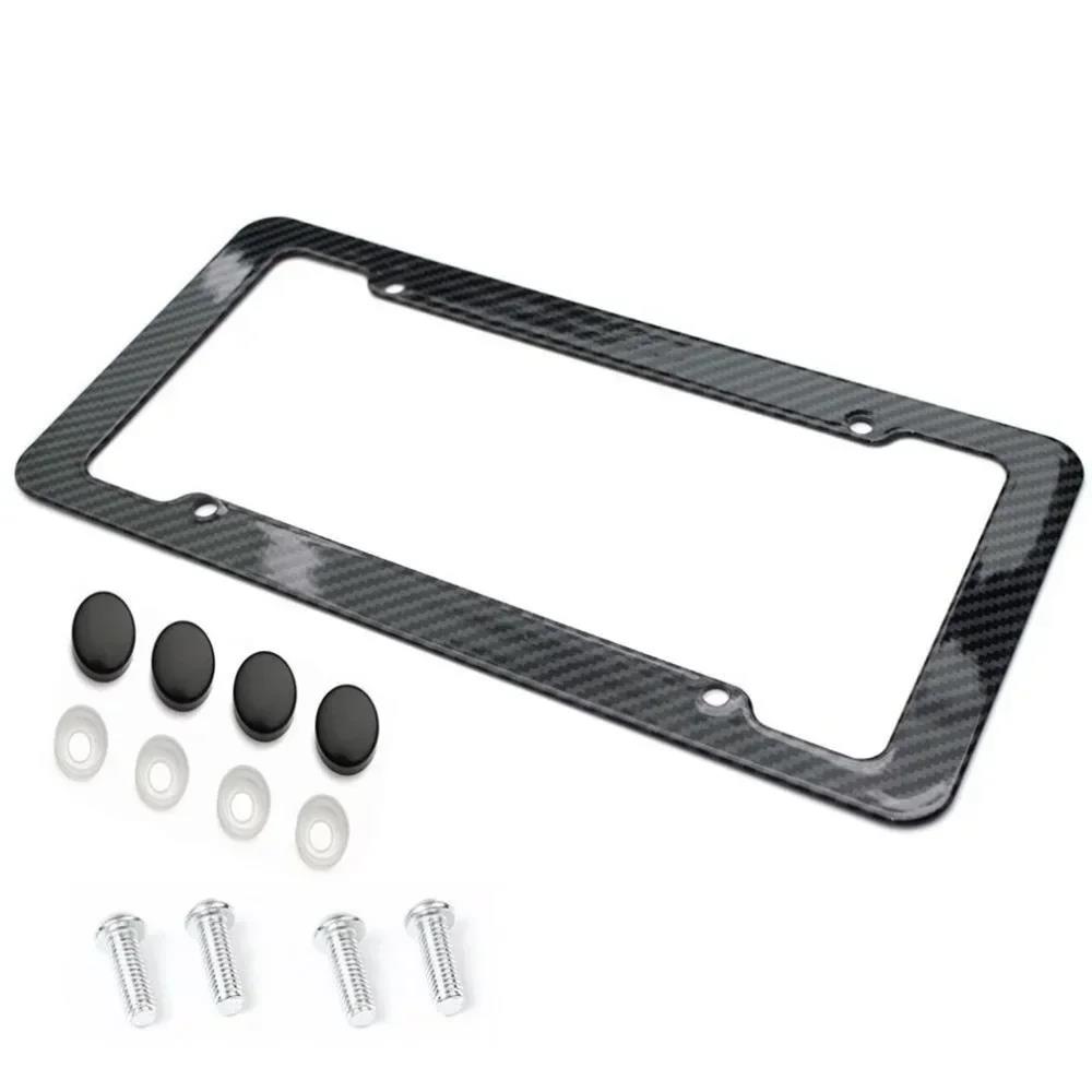 Number Plate Holder Carbon Fiber Car License Plate Frame Holder Car License Plate Frame Label Universal Auto Parts License Plate Covers Frames 6