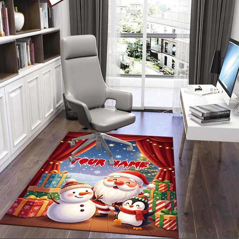 1PC Custom Name Christmas Magic Night Theme Floor Mat Ideal for Living Room, Game Rooms, Office, Bedroom,Floor Mat Playful Design