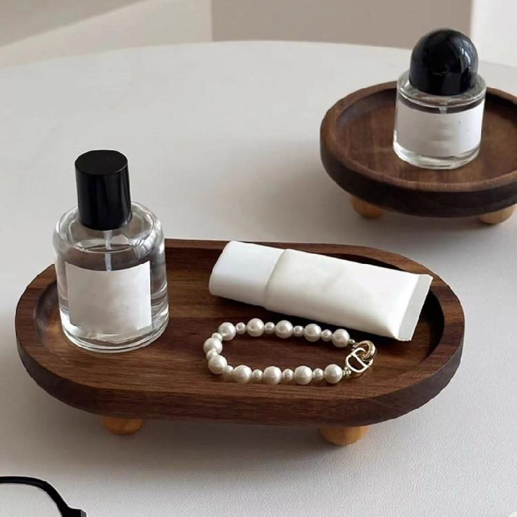 Holz-Schminkschale mit texturierten Schmuckorganisatoren Schale Eleganter Holzsockel für Kommode und Nachttisch Display