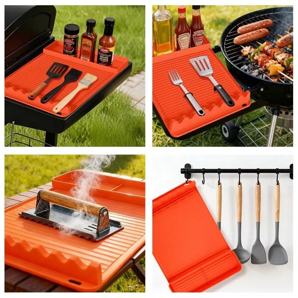 Outdoor BBQ Mat Silicone BBQ Grill Mat Multifunctional Oil Protection Pad  BBQ Accessories