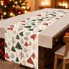 Mixed Pine Tree Pattern Holiday Tablecloth Polyester Party Table Decor Table Runner  Festive Dining