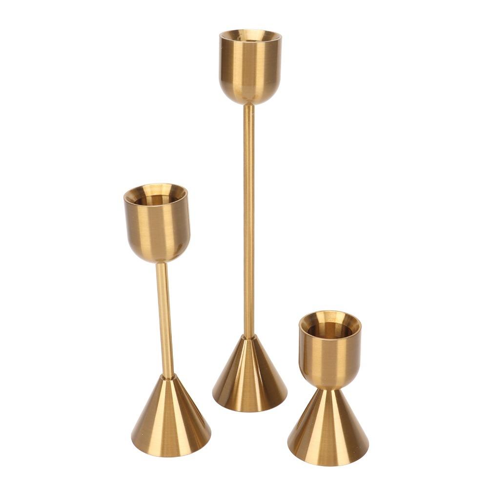 3pcs Different Heights Candlestick Holders Gold Metal Candle Holders Wedding Centerpiece