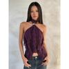 Women's Halter Neck Ruffle Top Sleeveless Backless Loose Fit Going Out Blouse