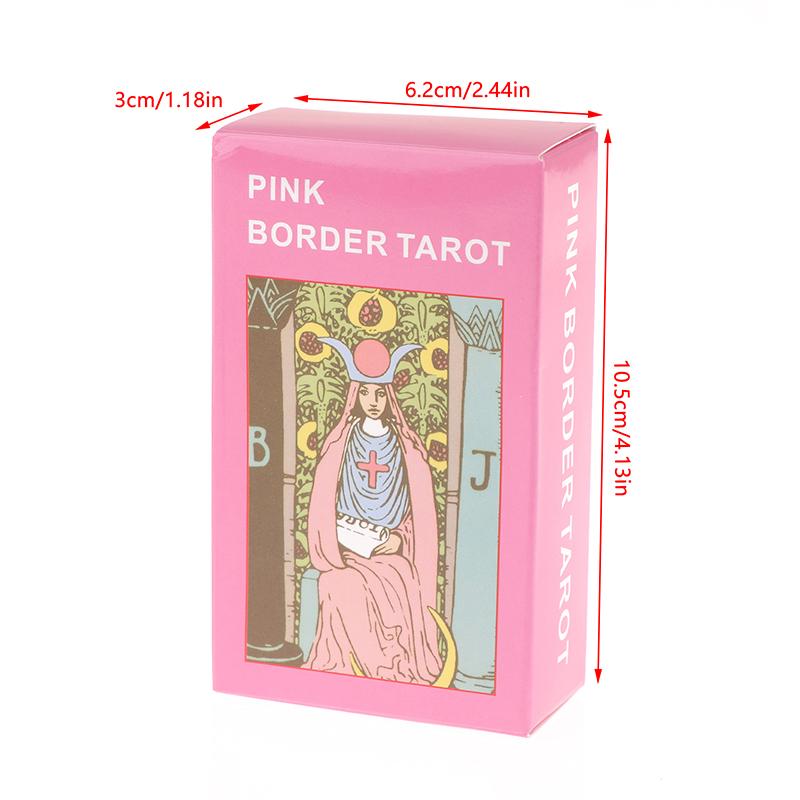 Pink Border Tarot Card Deck With Guidebook 78Pcs English Version Family Gathering Divination Deck Board Game Cards Desktop Toy