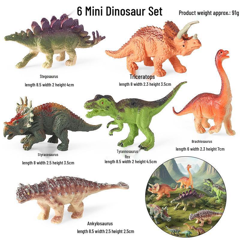 Dinosaur Mini Toy Set: Stegosaurus, T-Rex, Spinosaurus, Pterodactyl Models for Children