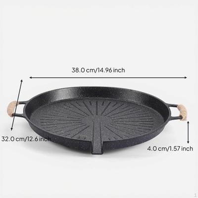 Maifan-Stein Grillpfanne, Nicht-Grillplatte, Tragbares Koreanisches Design Runde Flamme 1 Stück