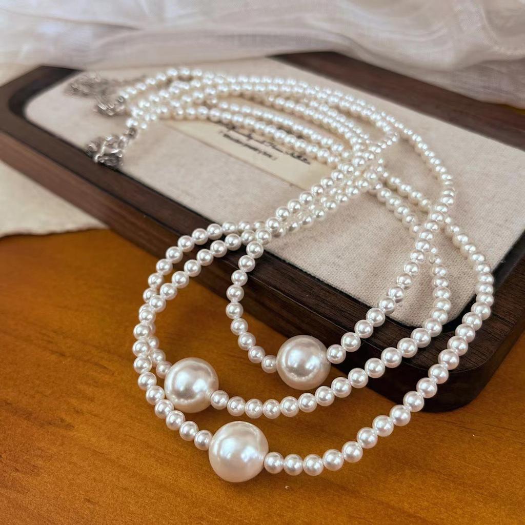 Vintage Shijia Zhengyuan High-Gloss Pearl Clavicle Chain Necklace Women'S Atmospheric Neck Jewelry
