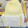 Schoolbag wholesale small fresh plaid lace backpack daily versatile large capacity going out commuting student schoolbag backpack