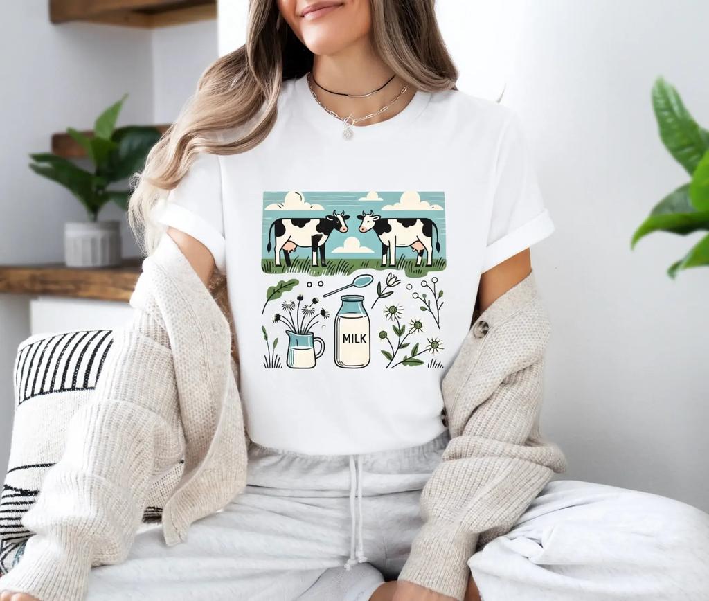 Cows T Shirt Cow Farm Life Animals Cotton Cute Print For Women