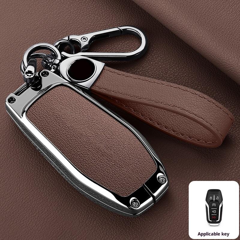 Zinc Alloy Leather Car Key Fob Case For Ford Fusion Mondeo Mustang F 150 Explorer Edge Key Fob Car Key Case