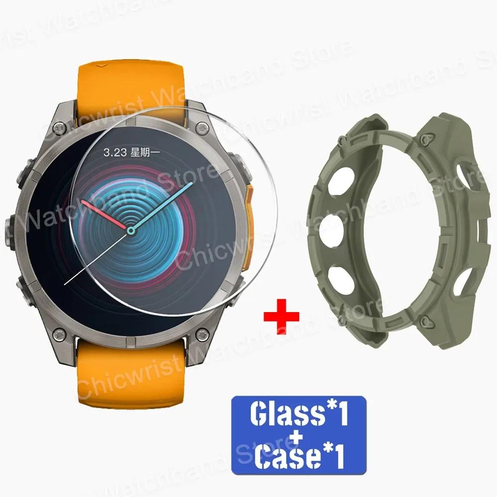 TPU Case+Tempered Glass For Garmin Fenix 8 51mm 43mm 47mm Screen Protector Silicone Anti-scratch Bumper for Fenix 8 Accessories
