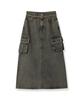 AVANDRESS Harper Tassel Pocket Denim Long Skirt Yellow Blue