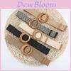 New Korean Style Cotton Linen Woven Waist Belt Women Round Wood Buckle Dress Decoration Belt