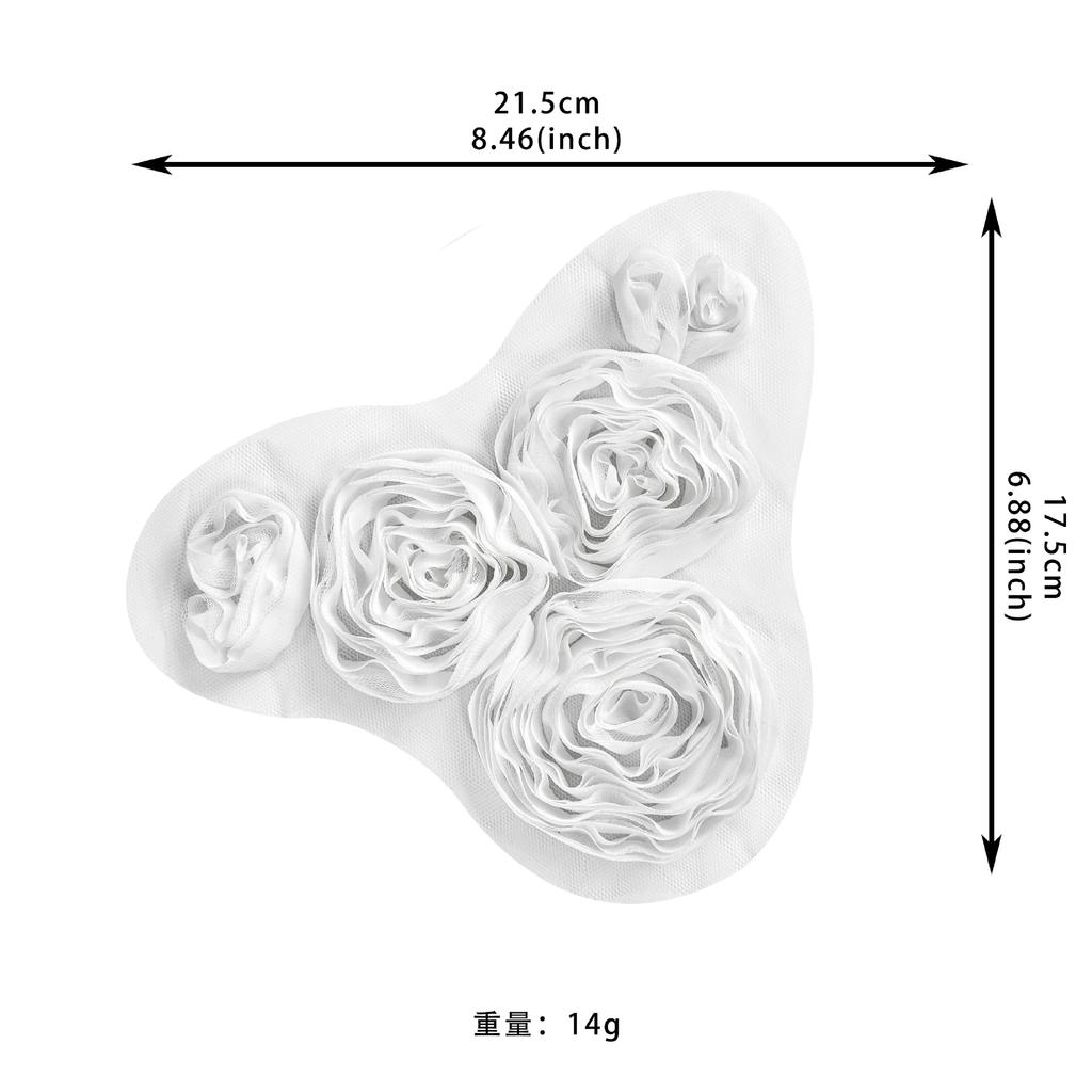 Color Fabric Multi-Layer Pleated Flower Mesh Applique Clothing Dress T-Shirt Luggage Decorative Cloth Sticker Accessories