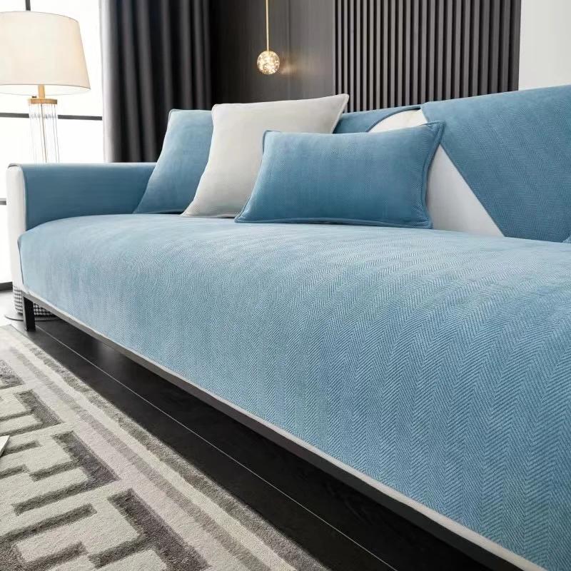 High Grade Solid Color Chenille Sofa Cover Four Season Universal Sofa Towel For Living Room Non-slip Sectional Couch Cover