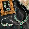 Colar Vintage de Esmeralda de Laboratório e Diamante Prata Esterlina 925 Gargantilha de Noivado Casamento para Mulheres Presente de Joia de Noiva