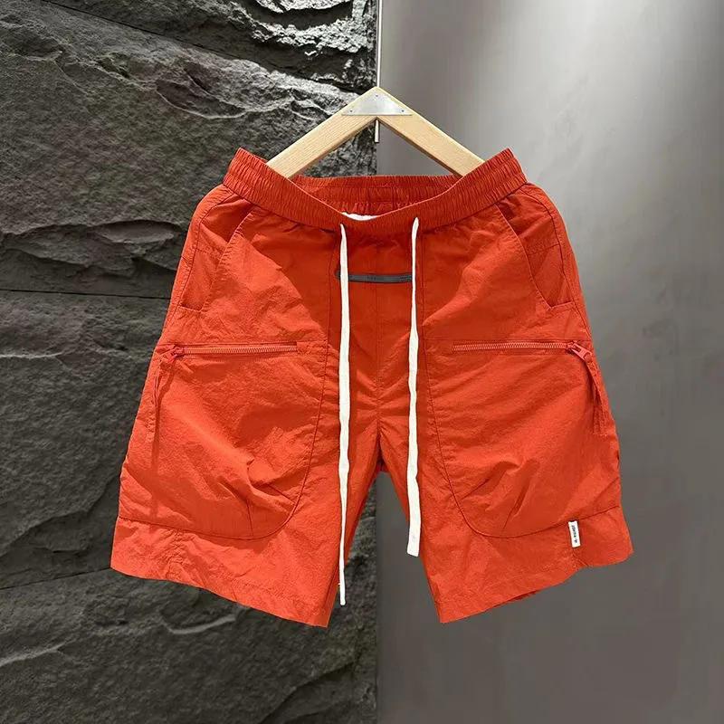 Men's Summer Pocket Zipper Cargo Shorts Loose Quick-drying Sports Casual Five-point Beach Pants