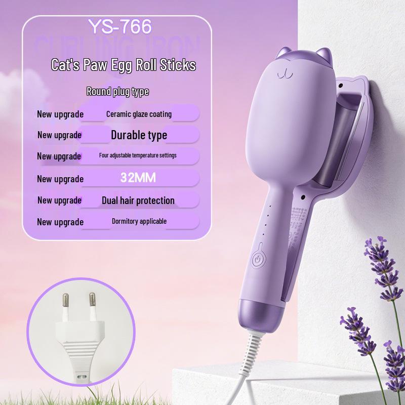 32mm Cat Claw Curling Iron with Negative Ion Technology – Korean Water Ripple Design, Portable.