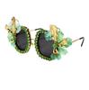 Exaggerated flower with diamond cat's eye sunglasses female, baroque retro stage catwalk party sunglasses, vacation photo