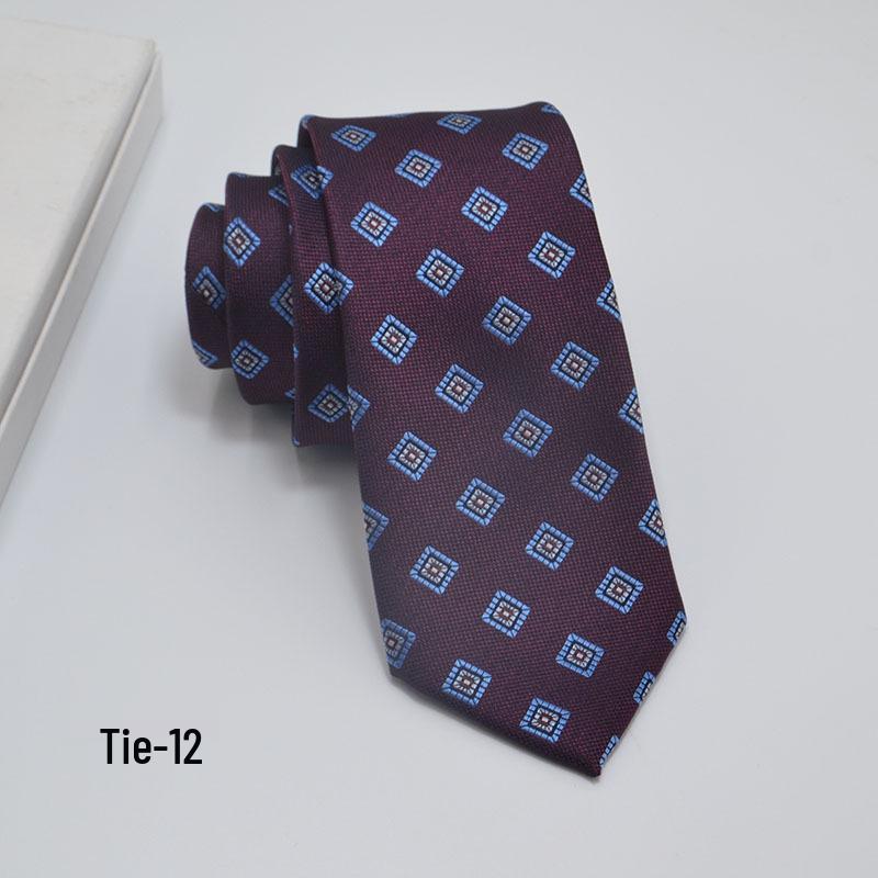 Men's 8cm Jacquard Polyester Tie - Business Formal and Casual High-Class Style