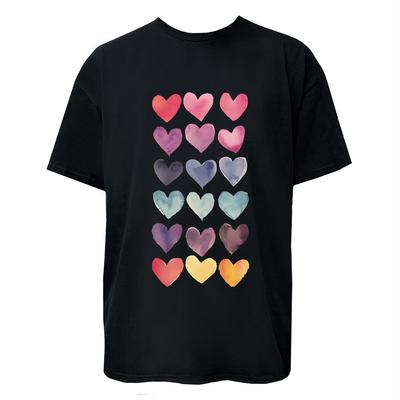 Colorful Hearts Adult T-Shirt Short Sleeves Tee Unisex Women Men Unisex T-Shirt
