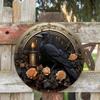 Gothic Raven Round Metal Tin Sign Artwork Home Decor
