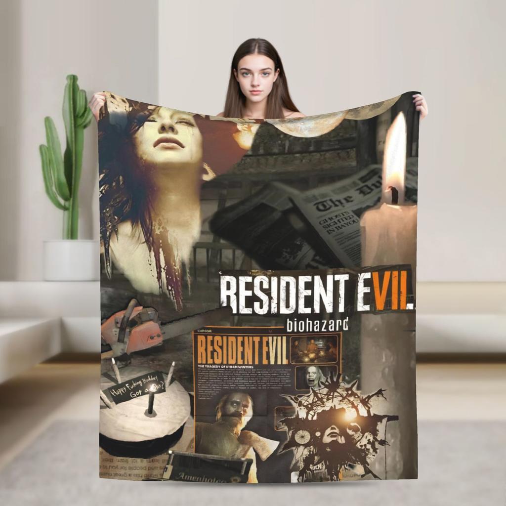 Leon Kennedy Resident Evil Warm Soft Blanket Picnic Plush Bedding Throws Fashion Outdoor Flannel Bedspread Sofa Bed Cover
