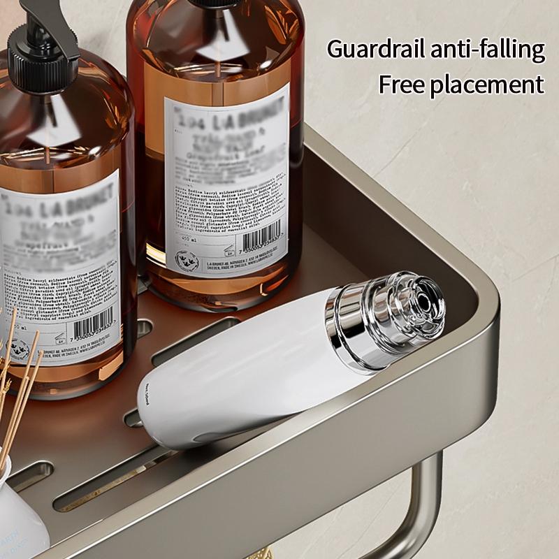 Badezimmer Aufbewahrungsregal Organizer Bohrfrei Wandmontiert Shampoo Duschregal Aluminiumlegierung Aufbewahrungsregal für Badezimmer Küche