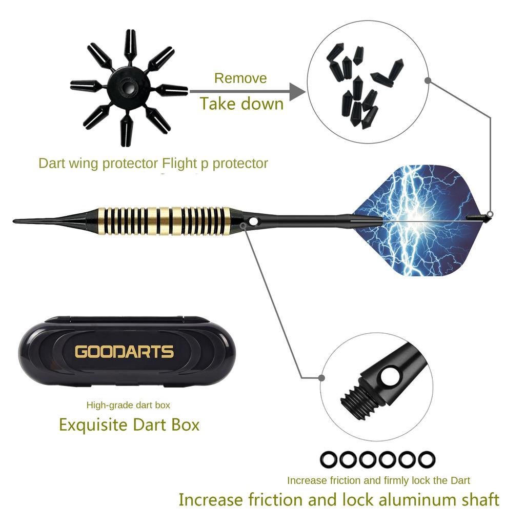 Soft Tip Darts Set Aluminum Shaft Professional Darts Plastic Tip Sets 2BA Replacement Tips