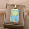 Vintage Colorful Tarot Cards Necklaces for Women Man Painting Sun Moon Pendant Creative Jewelry Gifts