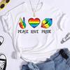 Frieden Liebe Stolz Bunter Druck Damen T-Shirt Kurzarm Rundhals Locker Damen T-Shirt Damen T-Shirt Tops Camisetas Mujer