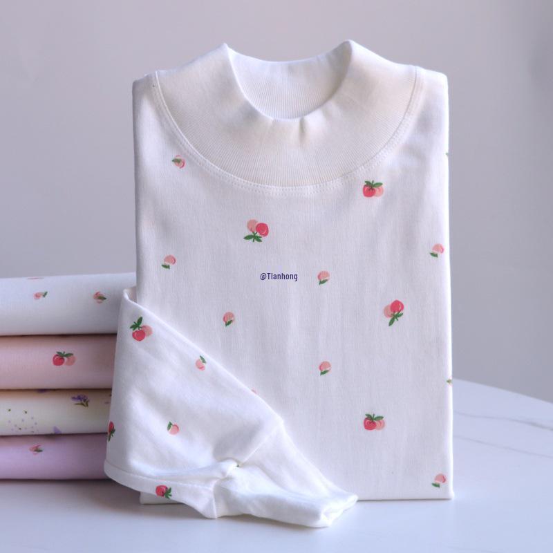 

Cotton Women s Mid-High Neck Thin Knitted Flannel Top XL for 110-125 Jin